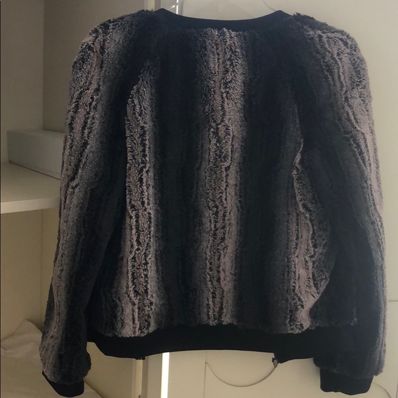 Aqua faux fur multi-color bomber jacket - Picture 4 of 6